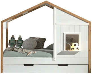 Landhausbett Kamilah 210x106x169 Massivholz+MDF Oak/Weiß