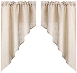 Joyswahl Scheibengardine (2 St), Kräuselband, halbtransparent, Mikrofaserqualität, Scheibengardine aus Baumwollleinen-Imitat