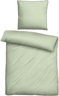 biberna Pique Bettwäsche 0290500 UNI, pistaziengrün, 1x 135x200 cm + 1x 80x80 cm