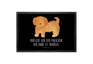 Mr. & Mrs. Panda Fußmatte Hund Flauschig 40x60 cm - Schwarz - Geschenk, Schmutzfangmatte wasc, Höhe: 40 mm, Einladend