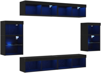 vidaXL TV-Schrankset 8 pcs Schwarz Eichen-Optik Holzwerkstoff 3334388