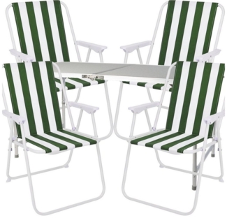 5-teiliges Campingmöbel Set Alu 120x60x58/70cm grün-weiß