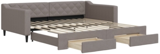 vidaXL Tagesbett Ausziehbar mit Schubladen Taupe 100x200 cm Stoff 3197470