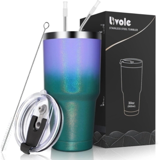 Livole 30oz Trinkbecher Thermobecher Edelstahl Tasse Strohhalm Vakuum
