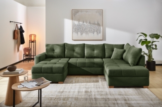 JOB 'Abby' Wohnlandschaft, Cord grün, 313 x 200 x 92 cm