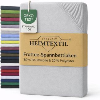 EXKLUSIV HEIMTEXTIL Frottee Spannbettlaken Premium 120x200 cm Silber 80% Baumwolle 20% Polyester Öko - Tex Zertifiziert Bed-Sheet Bettlaken Spannbetttuch