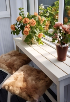 Lammfell Sitzkissen 40 x 40 cm Coburger Fuchsschaf