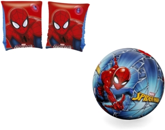 Bestway | Spider-Man Strand-Set | Wasserball 51 cm + Schwimmflügel | ideal für Badesee oder Schwimmbad