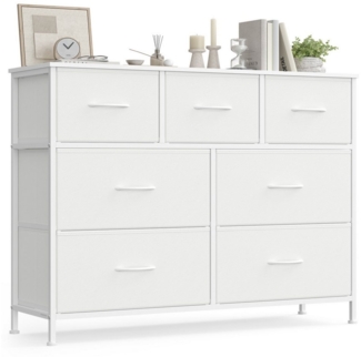 SONGMICS Kommode, Schrank, 7 Stoffschubladen, für Schlafzimmer, Flur, Wohnzimmer, weiß