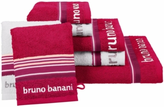 Bruno Banani Handtuch Set Maja, 1 Duschtuch, 2 Handtücher, 2 Gästehandtücher, 2 Waschhandschuhe, Walkfrottee (Set, 7-St), mit Bordüre und Markenlogo, 7 teiliges Handtücher Set, 100% Baumwolle