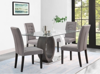 Vente-unique - Stuhl 6er-Set - Stoff & Kautschukholz - Grau - GABELLE