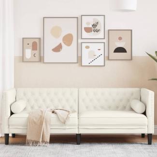 vidaXL Chesterfield-Sofa mit Nackenrollen 3-Sitzer Creme Samt 372700