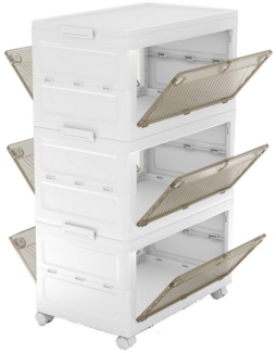 COSTWAY Aufbewahrungsbox, mit Deckel, 3er Set Stapelboxen faltbar, auf Rollen