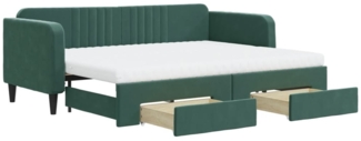 vidaXL Tagesbett Ausziehbar mit Schubladen Dunkelgrün 80x200 cm Samt 3197130