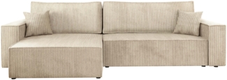 Ecksofa Kobaro Cord Maxi mit Bettkasten und Schlaffunktion (Farbe: Poso 100)