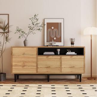 Ulife Sideboard aus Holz mit drei Türen und Regalen,160 x 35 x 76 cm