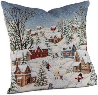formano Dekokissen Weihnachtskissen 45cm mit Häuser-Dekor Gobelin Deko Kissen mit Füllung