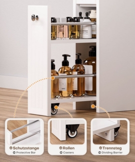 Yorbay Badkommode Badezimmerschrank Toilettenschrank, mit Schubladen für schmale Nischen, 18 x 40 x 70 cm