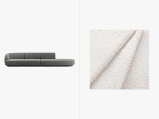 Micadoni Sofa Miley 4-Sitzer Rechts Boucle Weiß Kunststoff schwarz