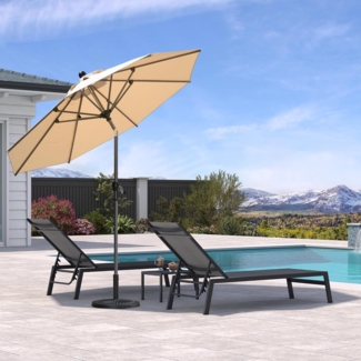 PURPLE LEAF Sonnenschirm 245 cm Knickbar Kurbel Balkonschirm wasserabweisend