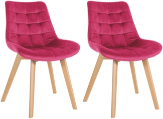 CLP 2er Set Esszimmerstühle Brook mit Samtbezug,rot