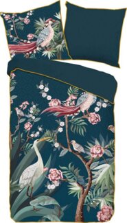 Descanso Mako Satin Bettwäsche 2 teilig Bettbezug 135x200 cm Kopfkissenbezug 80x80 cm Sarenza 9343.68.08 Petrol