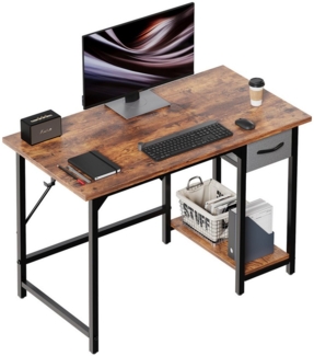 HOMALL Computertisch 100/120/140cm Schreibtisch mit Einlegeböden und Ablagefächern