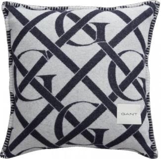 Gant Home Kissenhülle Wolle Monogram Cushion Evening Blue (50x50 cm) 853099101-433