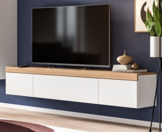 TV-Lowboard Siena in weiß und Eiche 180 cm
