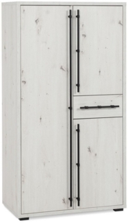 Finori Highboard Almo 53A, Dekor Artisan Oak, weiß, ABS-Kante, Metallgriffe, 75,3 x 140 x 38,5 cm