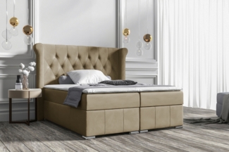 99rooms Alonzo Boxspringbett Velours JASMINE Creme 180x200 cm