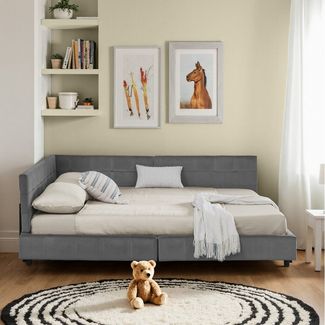 STILVORA Polsterbett 160x200 mit Rückenlehne,Tagesbett Daybett mit Lattenrost,Samt (Kinderbett mit Lattenrost, 1-tlg, 160*200 cm, ohne Matratze), mit hoher Rückenlehne, Samtdesign