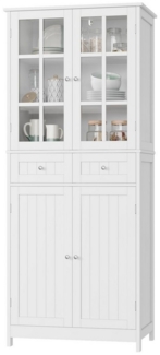 HOMECHO Hochschrank 180 cm Küchenschrank mit 4 Türen und 2 Schubladen, Weiß