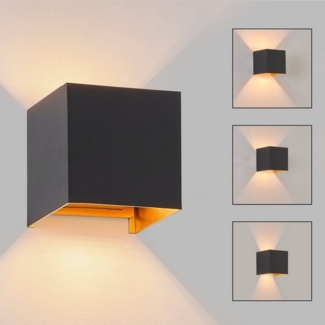 Nettlife LED Wandleuchte Schwarz Gold G9 Aussenlampe Up und Down Einstellbar Wandstrahler, IP65 Wasserdicht, LED wechselbar, Warmweiß, für Garten Terrasse Schlafzimmer Wohnzimmer Flur