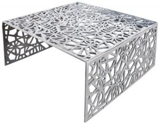 Casa Padrino Art Deco Couchtisch Silber Metall 60 x 60 x H. 32 cm - Jugendstil Tisch - Möbel Wohnzimmer