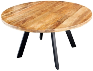 riess-ambiente Esstisch IRON CRAFT 140cm natur / schwarz · Küchentisch mit Massivholzplatte (Einzelartikel, 1-St), rund · Metall-Beine · 4,5cm Tischplatte · Industrial Design