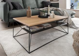 Couchtisch 110x60cm mit Ablage 'Lissabon' Wildeiche Stahl schwarz