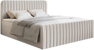 Selsey 'Saliano' Boxspringbett mit Bettkasten, Topper und Chenille-Bezug, Hellbeige, 200x200 cm