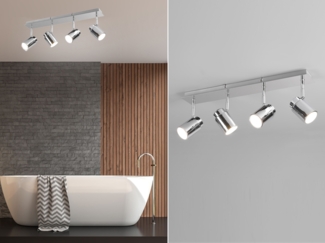 Deckenstrahler Badezimmerlampe ANGELO Silber Chrom 4-flammig, Breite 52cm