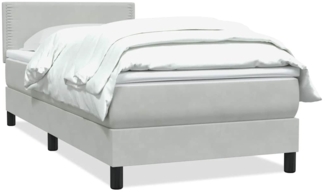 vidaXL Boxspringbett mit Matratze Hellgrau 80x210 cm Samt 3316089