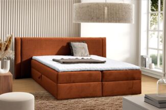 Boxspringbett Schlafzimmerbett CEDRIC 140x200cm Stoff Magic Velvet Terracotta