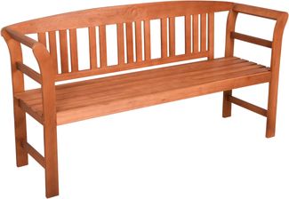 Gartenbank LUCERN 3-Sitzer mit Rose - 157cm Breit, Eukalyptus, Natur | Terrassenbank Wetterfest Sitzbank Outdoor Bank