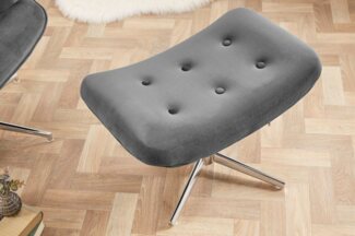 riess-ambiente Fußhocker MR. LOUNGER grau / silber (1 St), Wohnzimmer · Samt · Metall · Schlafzimmer