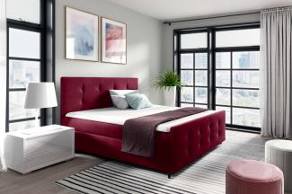 99rooms Primo Boxspringbett 120x200 cm Velours MONOLITH Bordeaux