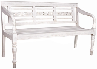 Bank MOYO 3-Sitzer Mahagoni weiß-antik Gartenbank Garten Sitzbank Parkbank Holz