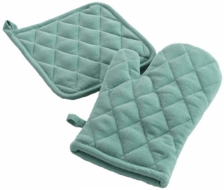 Macosa Home Topfhandschuhe Backhandschuh & Topflappen Uni Salbei oder Rubinrot rutschfest, (modern Rot Grün, Topfhalter Küchenutensil Handschuh Küche), hitzebeständig Backofenhandschuh Küchenhelfer