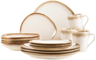 Mäser 931991 Kombiservice La Sinfonia für 4 Personen, Steinzeug, beige/creme-weiß (1 Set, 16-teilig)