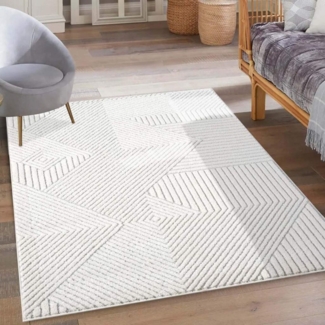 Carpet City Teppich LOUNGE 0632, rechteckig, Höhe: 15 mm, Kurzflor-Teppich Modern, Hoch-Tief-Struktur, Wohnzimmer, Schlafzimmer
