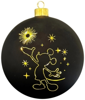 Christmas Inspirations Mickey Mouse Weihnachtskugel 15 cm beleuchtet – Ornament Glaskugel mit LED warmweiß Disney Galaxie Kugel – Offiziell lizenziert, batteriebetriebene Weihnachtsdeko & Sammlerfigur