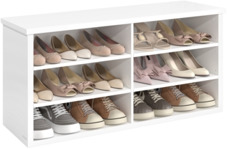 VASAGLE Schuhbank mit verstellbaren Ablagen, 6 Fächer, wolkenweiß, 29,5 x 100 x 50 cm